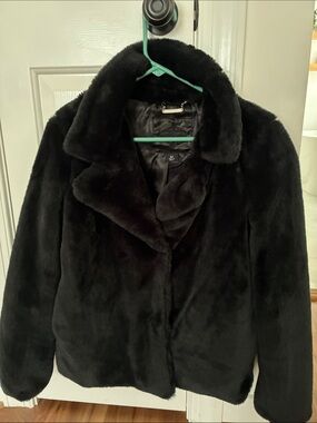 Jou Jou Black Plush Faux Fur Teddy Jacket